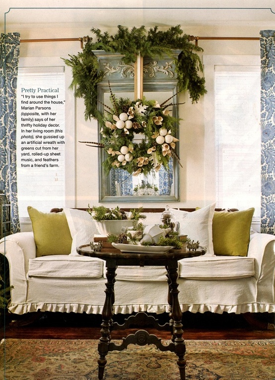 Over sized wreaths look great in any space! especially with the garland to accent it!